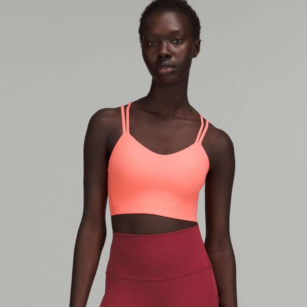 Like new cloud ribbed long line lululemon bra size 0 raspberry cream